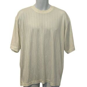 Carlo Pacini Mens Crew Neck Pullover Shirt Size M Ivory Short Sleeve
